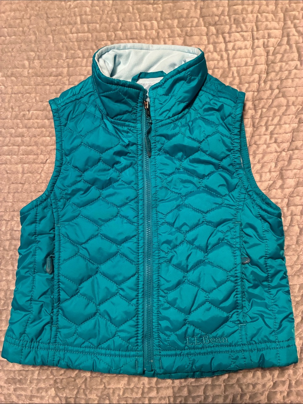 L.L. Bean Girls' Teal Diamond-Quilted Vest